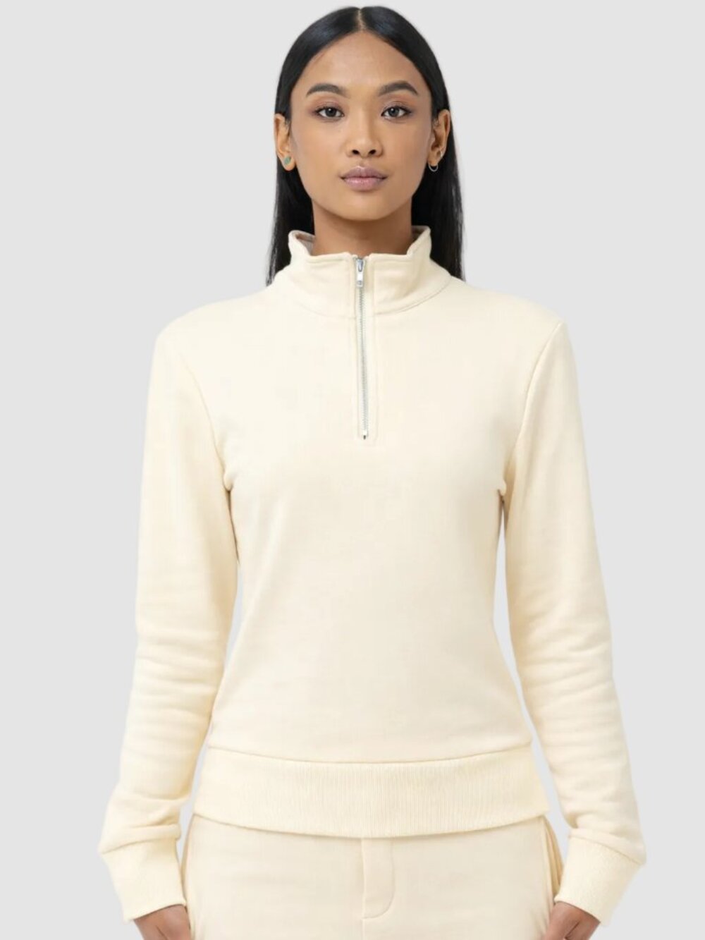 Half Zip Sweatshirt in Cream for Women - NWT - The Label